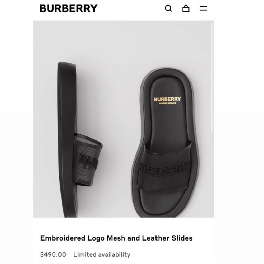 Burberry ‘Buckingham’ Mesh & Leather Logo Slides - Picture 14 of 14